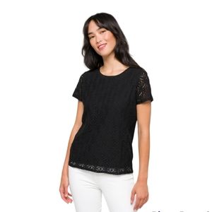 Market & Spruce Hans Crochet Front Mixed Material Top|Size L